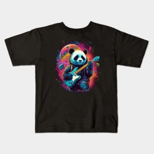 Cosmic Rhythms: The Astronaut Panda Guitarist Kids T-Shirt